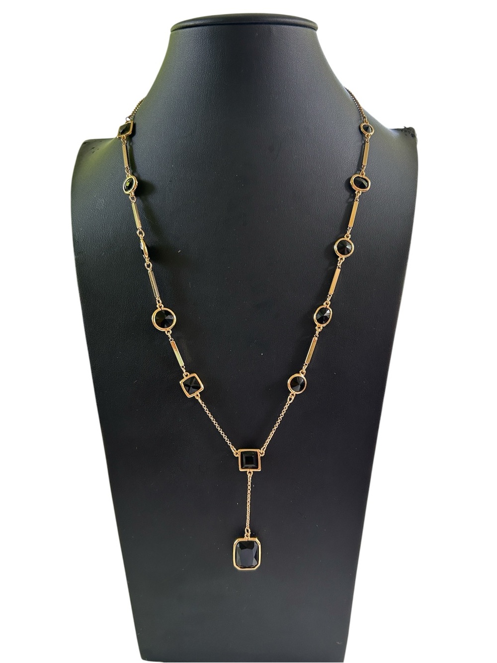 🖤 Kate Spade New York Gold-Tone & Black Faceted Stone Lariat Y-Necklace